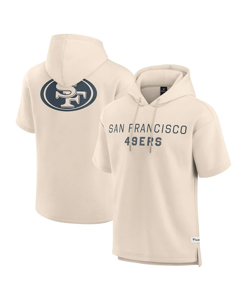 Fanatics Men's Cream San Francisco 49ers Elements Future Ground Lettering Short Sleeve Pullover Hoodie