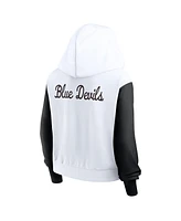 Nike Women's White Duke Blue Devils Cropped Beyond Capability Color Block Script Full-Zip Hoodie