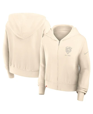 Nike Women's Cream Chicago Bears Glory Cropped Full-Zip Hoodie