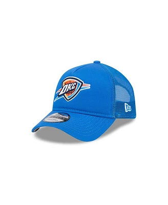 New Era Men's Blue Oklahoma City Thunder Core Logo Foam Front A-Frame 9FORTY Adjustable Trucker Hat
