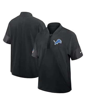 Nike Men's Black Detroit Lions Sideline Short Sleeve Quarter-Zip Performance Coach Jacket