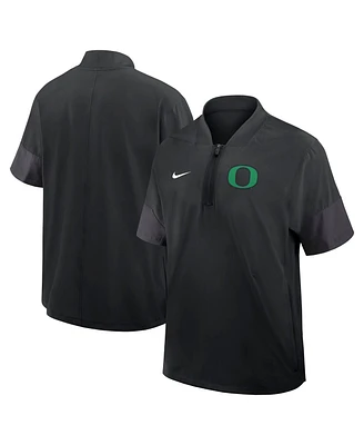 Nike Men's Black Oregon Ducks 2025 Sideline Coaches Lightweight Short Sleeve Jacket