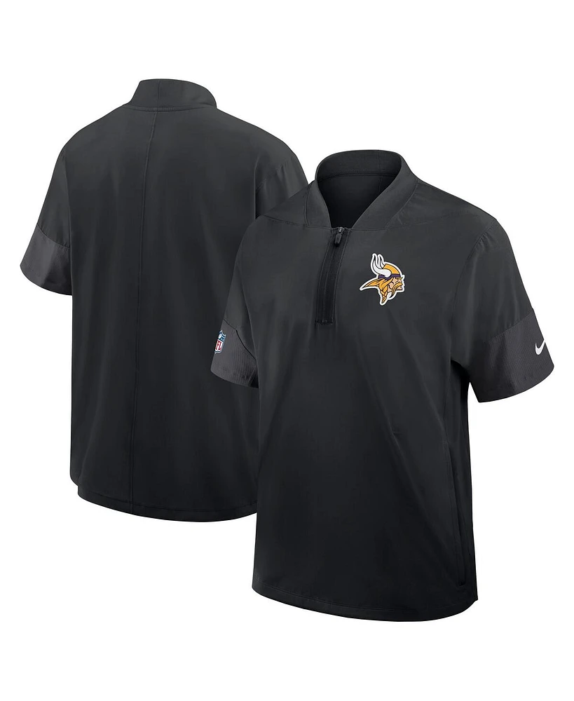 Nike Men's Black Minnesota Vikings Sideline Short Sleeve Quarter-Zip Performance Coach Jacket