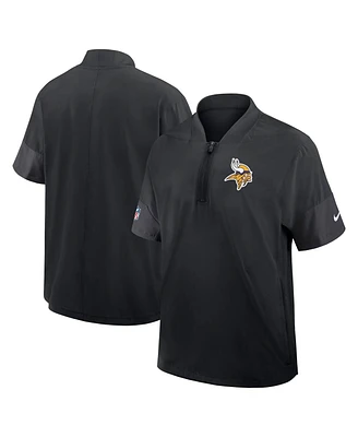 Nike Men's Black Minnesota Vikings Sideline Short Sleeve Quarter-Zip Performance Coach Jacket