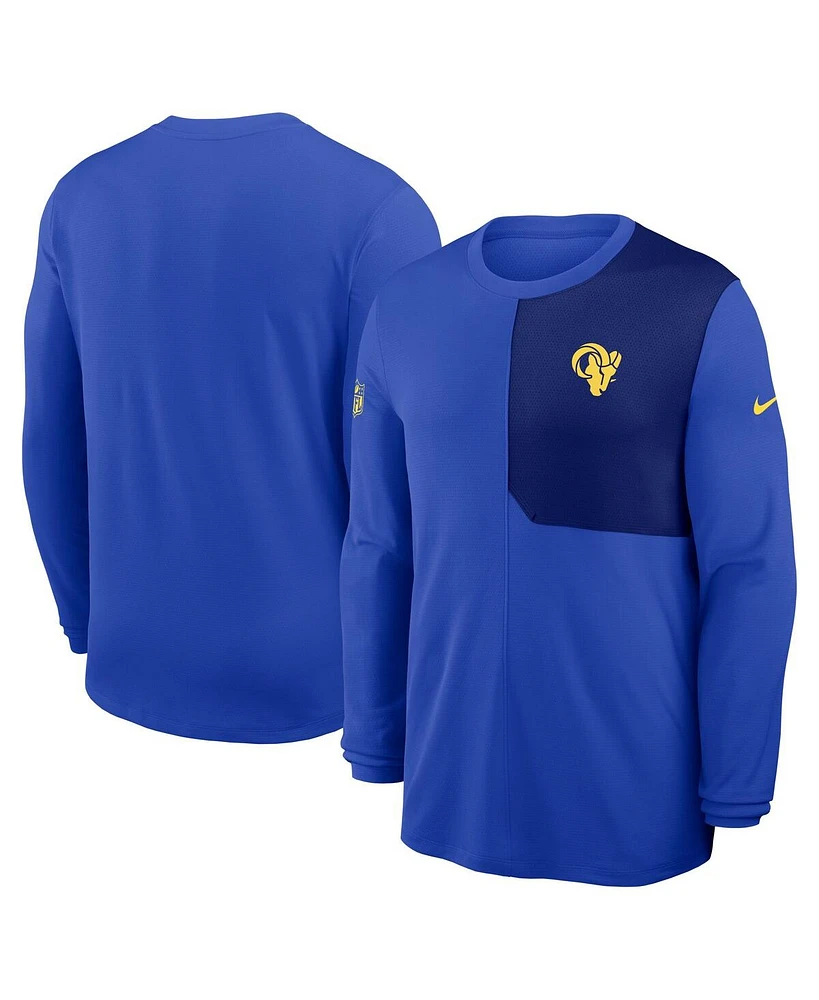 Nike Men's Royal Los Angeles Rams Sideline Coach Uv Performance Long Sleeve T-Shirt