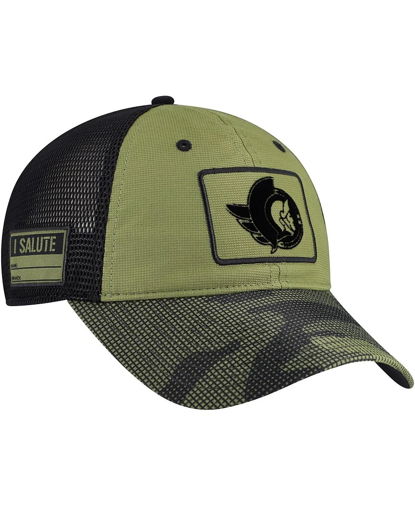 Fanatics Men's Olive Ottawa Senators Military Appreciation Trucker Adjustable Hat