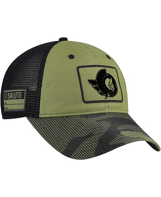 Fanatics Men's Olive Ottawa Senators Military Appreciation Trucker Adjustable Hat