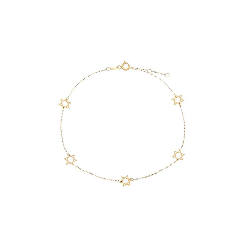 By Adina Eden Solid Multi Star Of David Anklet 14K