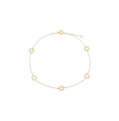 By Adina Eden Solid Multi Star Of David Anklet 14K