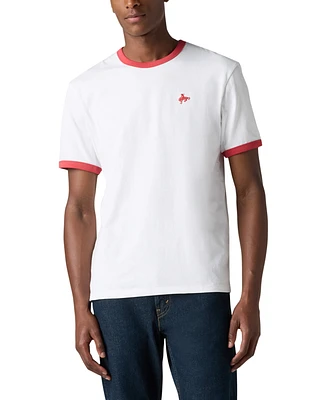 Levi's Men's Classic Fit Short Sleeve Retro Embroidered Ringer Crewneck T-Shirt