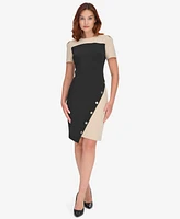 Tommy Hilfiger Women's Colorblocked Asymmetrical-Hem Sheath Dress