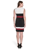 Tommy Hilfiger Women's Scuba Crepe Colorblocked Sheath Dress