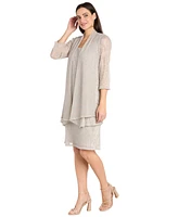 R & M Richards Women's Metallic Crinkle 2-Pc. Dress