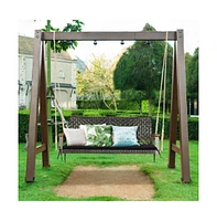 2-Person Rattan Hanging Porch Swing Chair