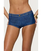 Edikted Women's Agnes Denim Printed Boyshort Bikini Bottom