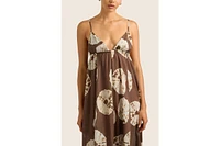 Hope And May Women's Palma Plunge V Neck Cotton Maxi Dress