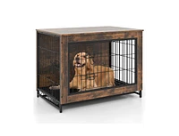 Dog Crate Furniture with Double Lockable Doors and Removable Pull-out Tray