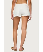 Edikted Women's Fern Mid Rise Denim Shorts