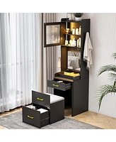 Vlsrka 3-in-1 Vanity Desk with Flip-up Mirror and Human Sensor Led Light