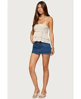 Edikted Women's Linen Look Strapless Peplum Top