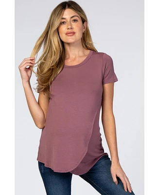 Pinkblush Mauve Layered Wrap Front Maternity Nursing Top