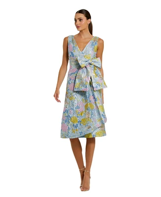 Mac Duggal Women's Floral Brocade Sleeveless Midi Dress With Bow
