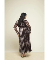 Fashion-szn Curve Women's Polka Dot Wrap Midaxi Dress