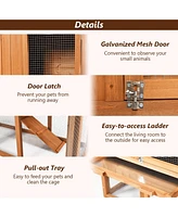 58 Inch Weatherproof Wooden Rabbit Hutch