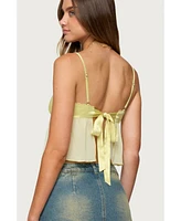 Edikted Womens Krisa Sheer Chiffon Babydoll Top