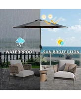 Flynama 7.5FT Outdoor Table Patio Umbrella with Push Button Tilt and Crank, Uv Protection Waterproof Market Sun Umbrella with 6 Sturdy Ribs