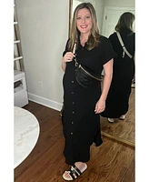 Pinkblush Maternity Black Button Down Midi Dress