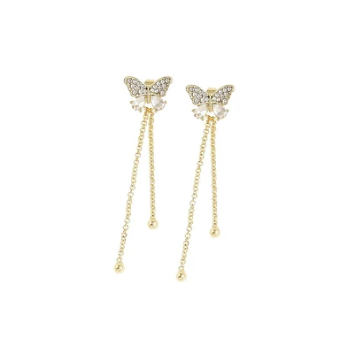 Sohi Women's White Butterfly Drop Earrings