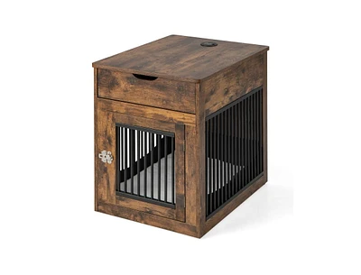 2-In-1 Dog House with Drawer and Wired Wireless Charging