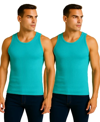 Galaxy By Harvic Men's 2-Pack Heavyweight Ribbed Tank Top