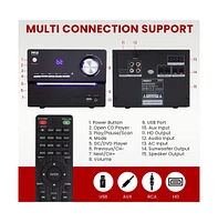 Pyle 3-Piece Wireless Bt Streaming Stereo System – MP3, Usb, Fm Radio, Bass Reflex Speaker, Remote & 2 Wireless Microphones (Black)