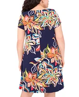 Msk Plus Short-Sleeve Jersey Shift Dress