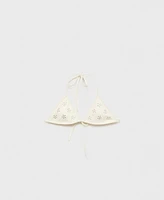 Mango Women's Metallic Applique Bikini Top