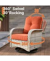 Xizzi 10 Piece Outdoor Patio Furniture with Swivel Chairs,All Weather Wicker Sectional Coversation Set with Solar Coffee Table, Single Modular Chairs