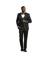 Stacy Adams Men's 3-Piece Paisley Jacket With Solid Vest And Pants Suit Notch Lapel