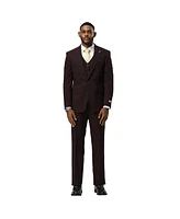 Stacy Adams Big & Tall 3-Piece Paisley Jacket With Solid Vest And Pants Suit Peak Lapel