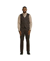 Stacy Adams Men's Glen Plaid 3-Piece Jacket With Solid Vest And Pants Suit Peak Lapel