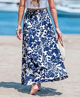 Cupshe Women's Wildflower Sky Blue Midi Skirt