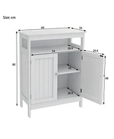 Casainc Bathroom Storage Cabinet with Double Shutter Doors in White, Elegant & Functional