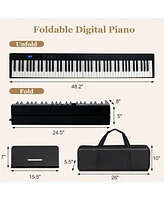 88-Key Foldable Digital Piano with Midi and Wireless Bt