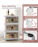 Volenca 60 Gal 3-Tier Stackable Storage Boxes Bins with Magnetic Doors and Lockable Casters