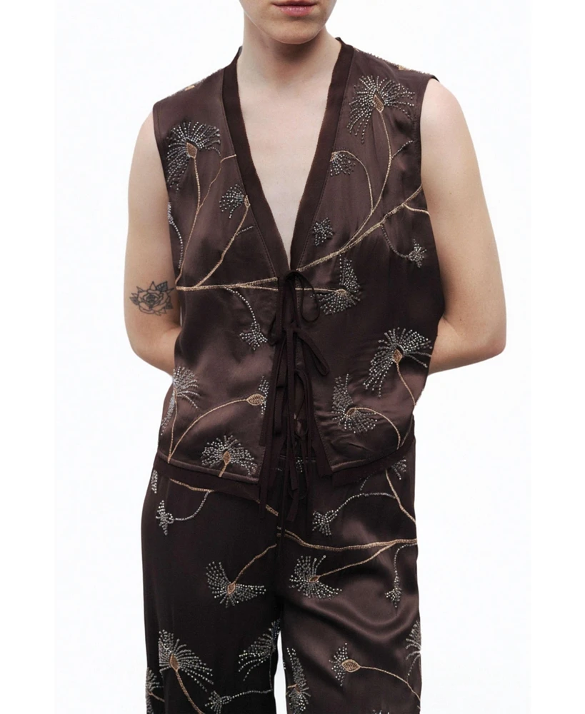 Nocturne Women's Beaded Tie-Front Vest