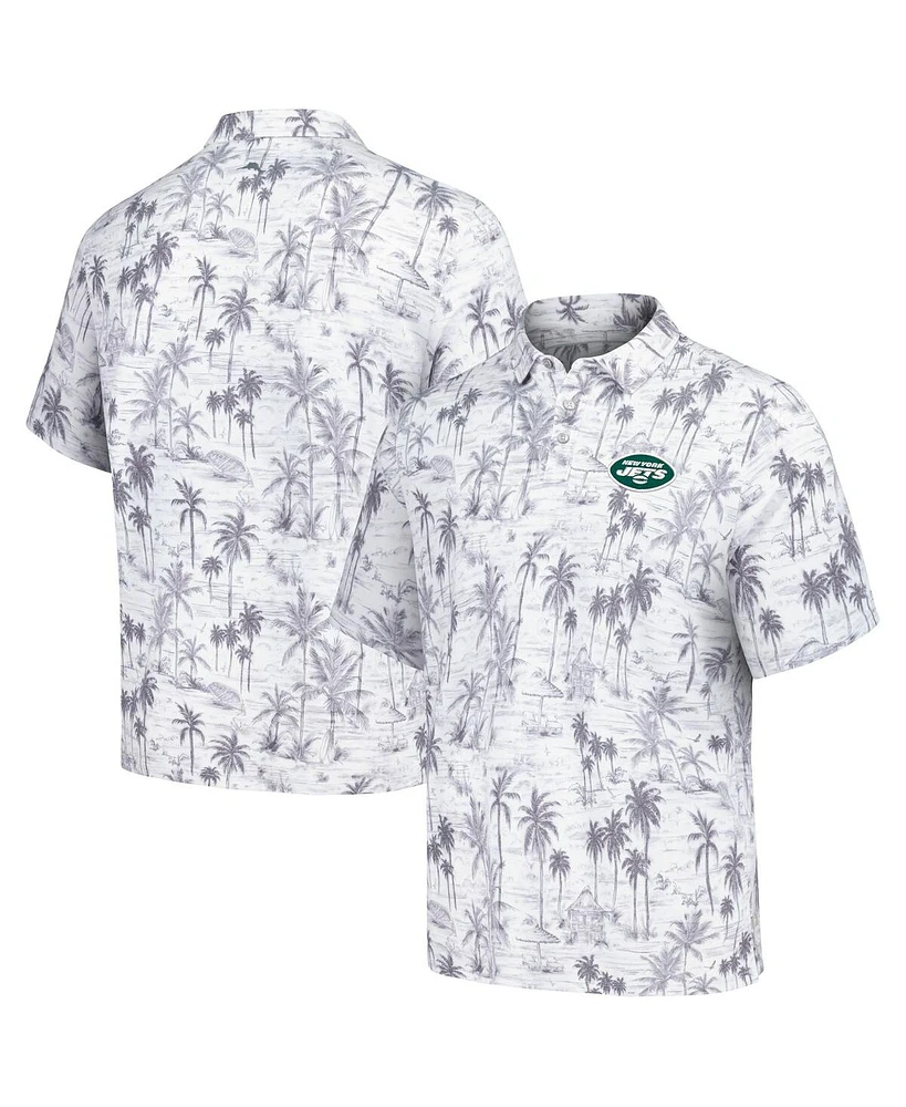 Tommy Bahama Men's Gray New York Jets Cabana Shores IslandZone Tri-Blend Polo Shirt