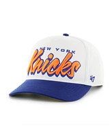 '47 Brand Men's White/Blue New York Knicks Drop shadow Rope Hitch Adjustable Hat