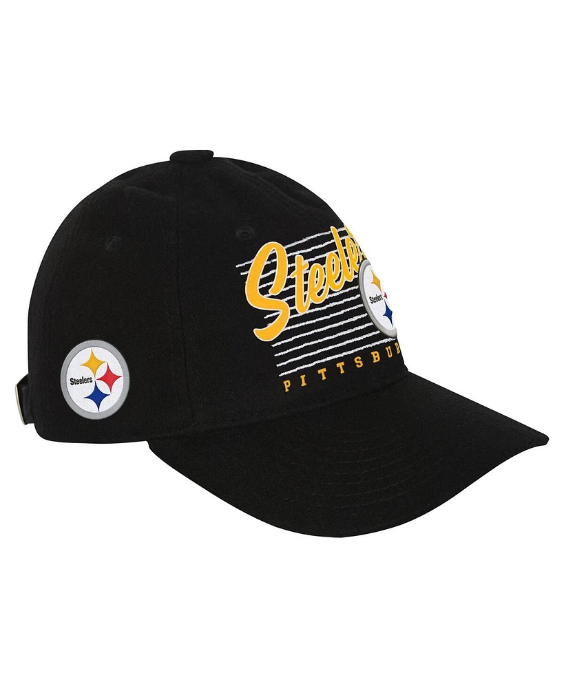 Outerstuff Big Boys and Girls Black Pittsburgh Steelers Retro Wooly Adjustable Hat