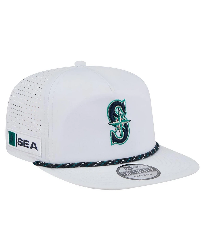New Era Men's White Seattle Mariners Perforated Golfer Snapback Hat